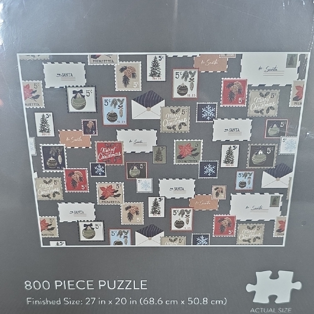 Hearth & Hand 800 Piece Christmas Stamp Puzzle, New In Box, Ages 10+ - Picture 5 of 10